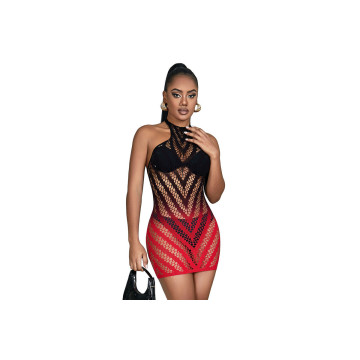 Subblime - 952242 Roter Und Schwarzer Kleid Aus Elastischem Netz