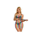 SUBBLIME - 952365 RAINBOW BARE SHOULDER FISHNET DRESS ONE SIZE - SUBB…