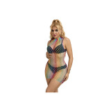 SUBBLIME - 952433 RAINBOW HIGH NECK SLEEVELESS FISHNET DRESS ONE SIZE…
