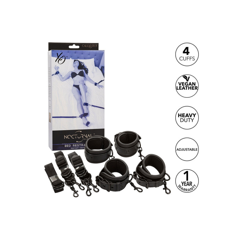 Calexotics - Nocturnal Restricciones De Cama Cuero Ajustable Negro