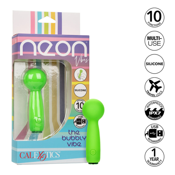 CALEXOTICS - NEON VIBES THE BUBBLY VIBE MINI-MASSAGER 10 VIBRATIONEN GRÜN