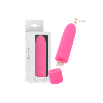 INTENSE - SYMONE USB RECHARGEABLE VIBRATING BULLET 8 VIBRATIONS PINK…