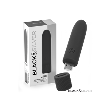 Black & Silver - Geri Bullet Vibrant Rechargeable Usb 8 Vibrations
