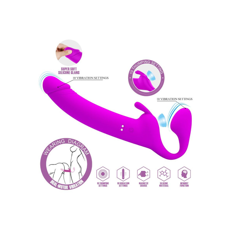 Pretty Love - Zanini Dildo Strap - On Sin Arnés 10 Vibraciones