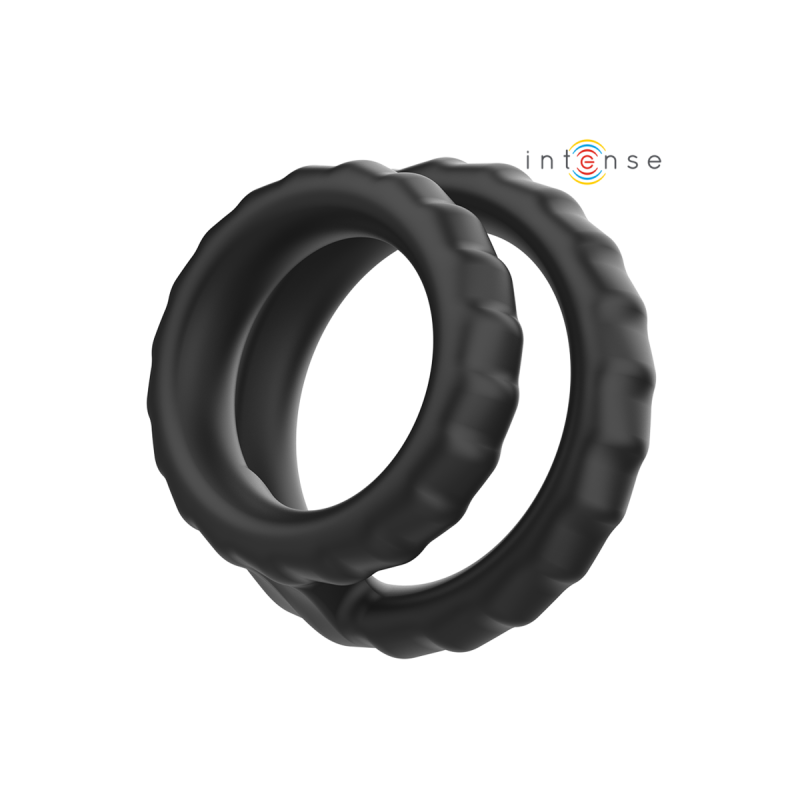 INTENSE - DEWEY DOPPIO ANELLO PER PENE IN SILICONE MODELLO NERO 2 - I…