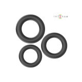 INTENSE - HUGH 3 ANELLI PER PENE IN SILICONE BASIC NERI - INTENSE FOR…