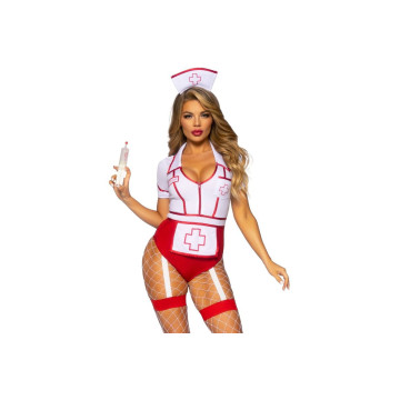 Leg Avenue - Costume Infirmière Sexy Rouge/Blanc M | Vybes.it