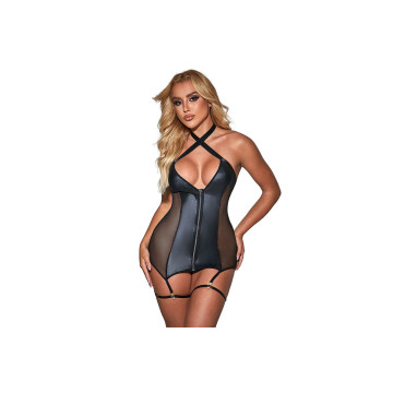 Subblime - 954451 Vestido Sexy De Rejilla Cuero Negro L/Xl |