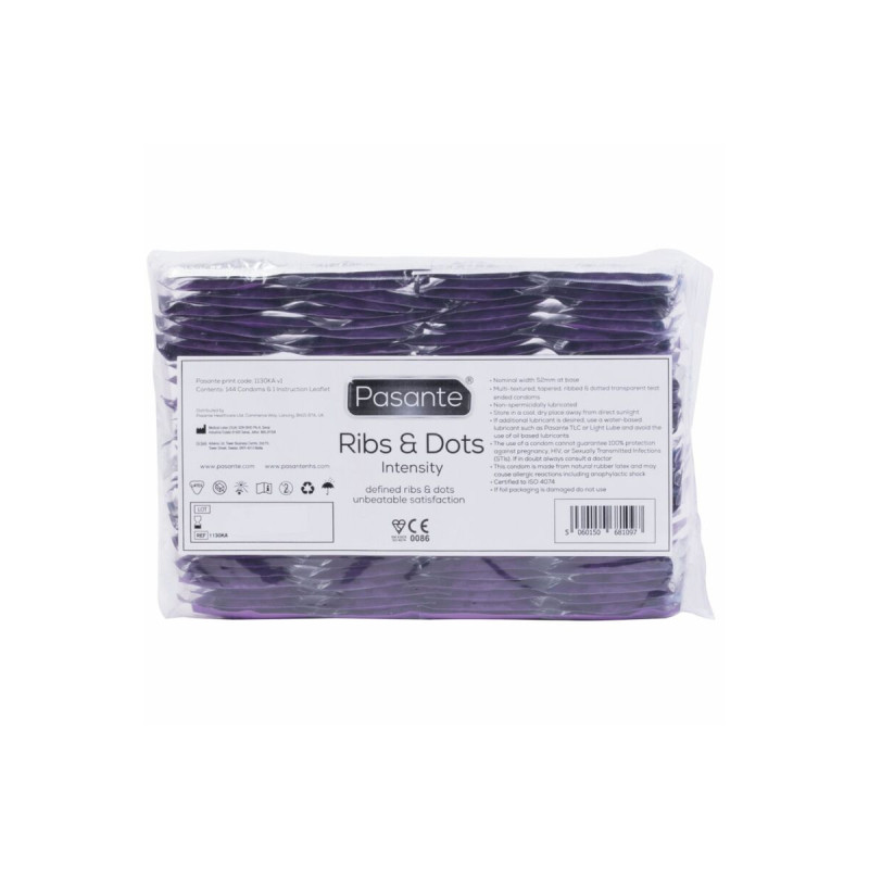 PASANTE - RIBS & DOTS INTENSITY CONDOMS 144 UNITS - Boxes from 30 to…