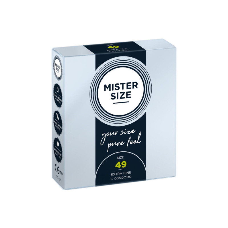 MISTER SIZE - CONDOM SIZE S 49 MM (3 UNITS) - Boxes of 3