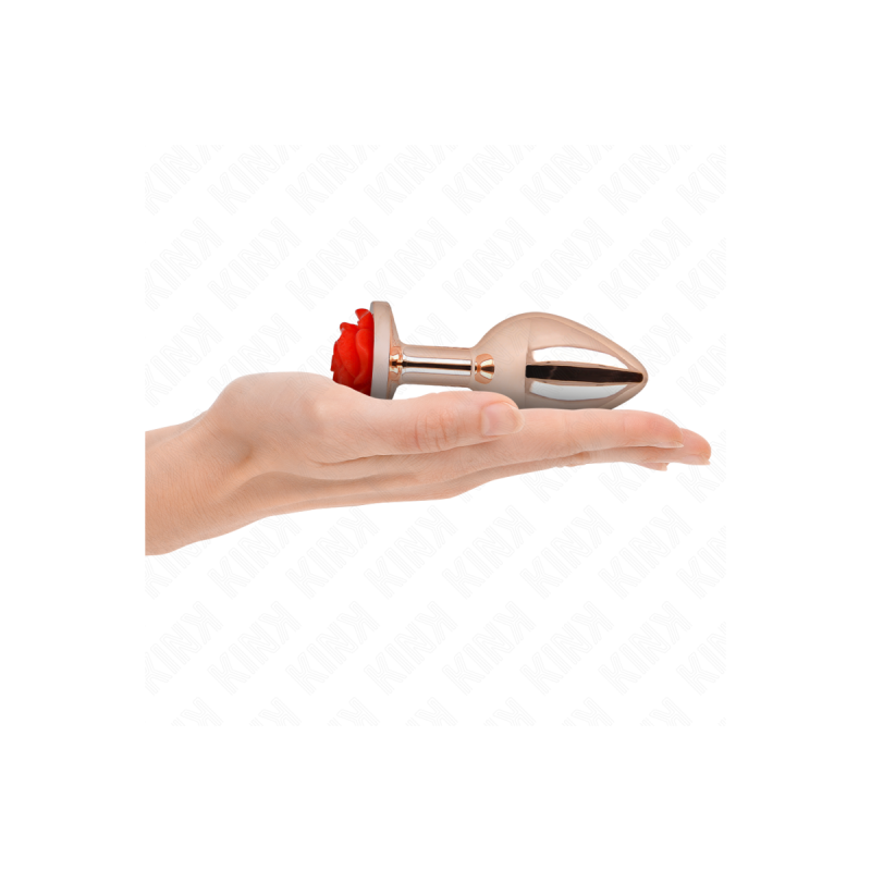 KINK - PLUG ANALE IN ORO ROSA CON ROSA ROSSA L - KINK PLEASURE PLUGS…