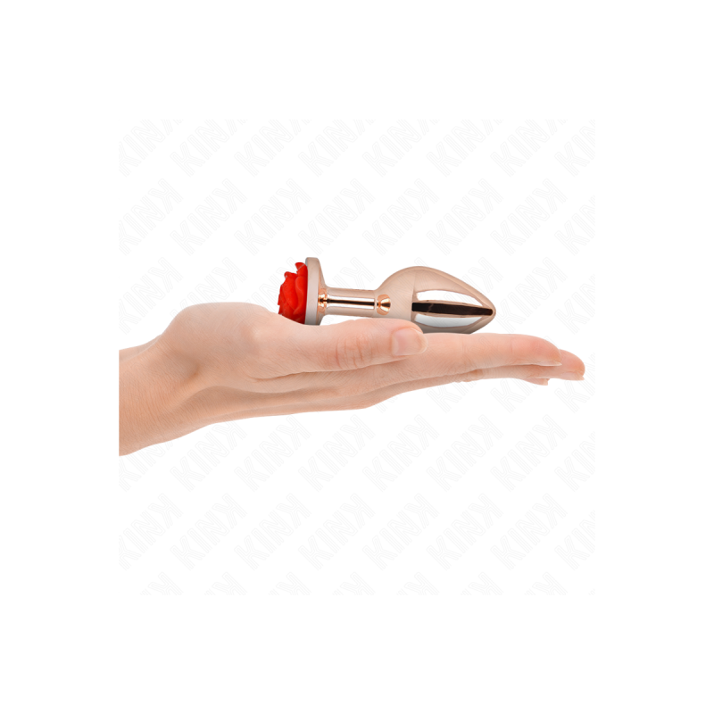 KINK - PINK GOLD ANAL PLUG WITH RED ROSE M - KINK PLEASURE PLUGS - BD…