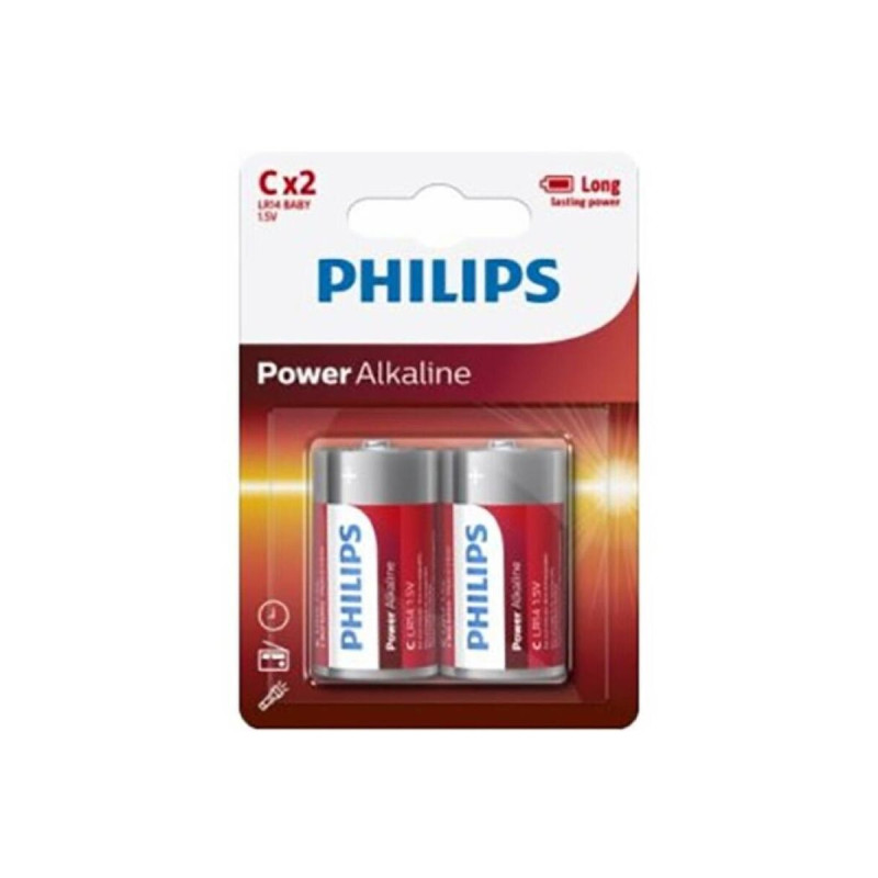 PHILIPS - POWER ALKALINE BATTERY C LR14 BLISTER*2 - PHILLIPS - Alkali…