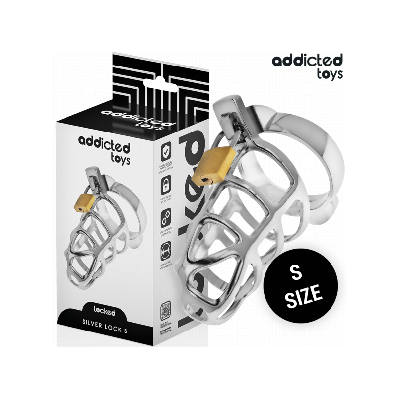 Addicted Toys Locked - Silver Lock Jaula Para Pene De Metal Talla S