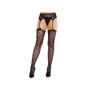 LEG AVENUE - MEDIAS DE CORAZÓN CON LIGAS NEGRO