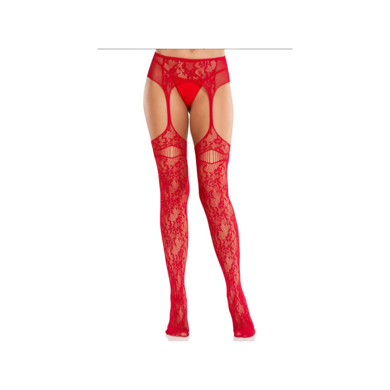 LEG AVENUE - CALZE IN PIZZO CON GIARRETTIERE ROSSE - LEG AVENUE HOSIE…