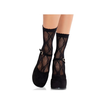 LEG AVENUE - CALZINI IN PIZZO CON FIOCCO IN PIZZO NERO - LEG AVENUE H…