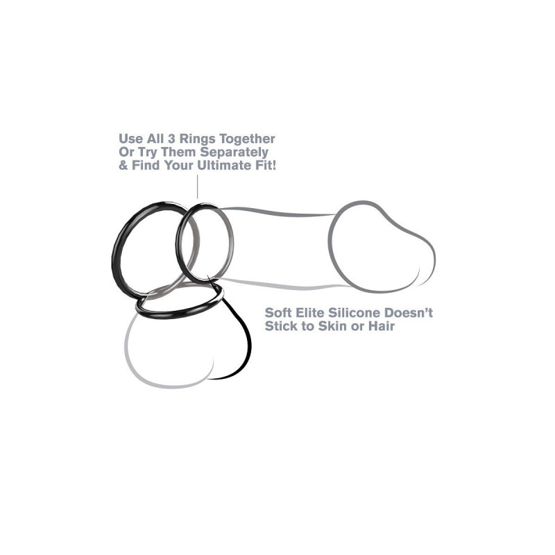 FANTASY C-RINGZ - SILICONE 3 ANNEAUX STAMINA SET - Cockrings sans vib…