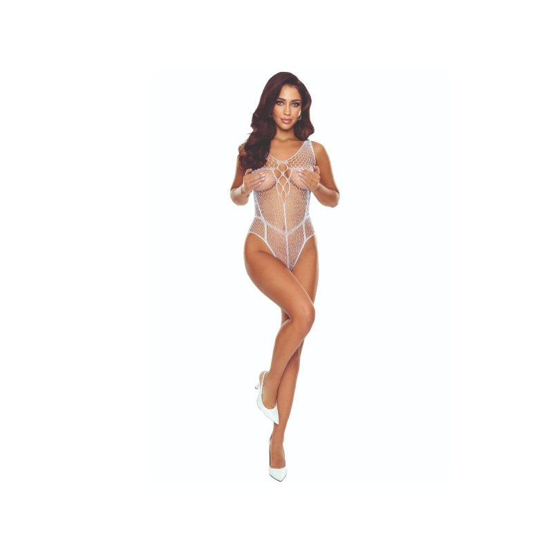 PASSION - BS114 BODYSTOCKING A GRIGLIA BIANCA - PASSION WOMAN BODYSTO…