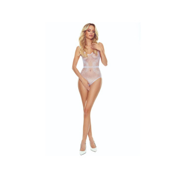 PASSION - BS115 BODYSTOCKING BLANC GRILLE - PASSION WOMAN BODYSTOCKIN…