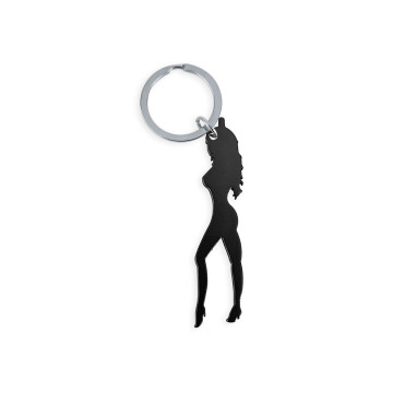 DIABLO PICANTE - KEYRING WITH FEMALE SILHOUETTE IN BLACK COLOR WITH B…