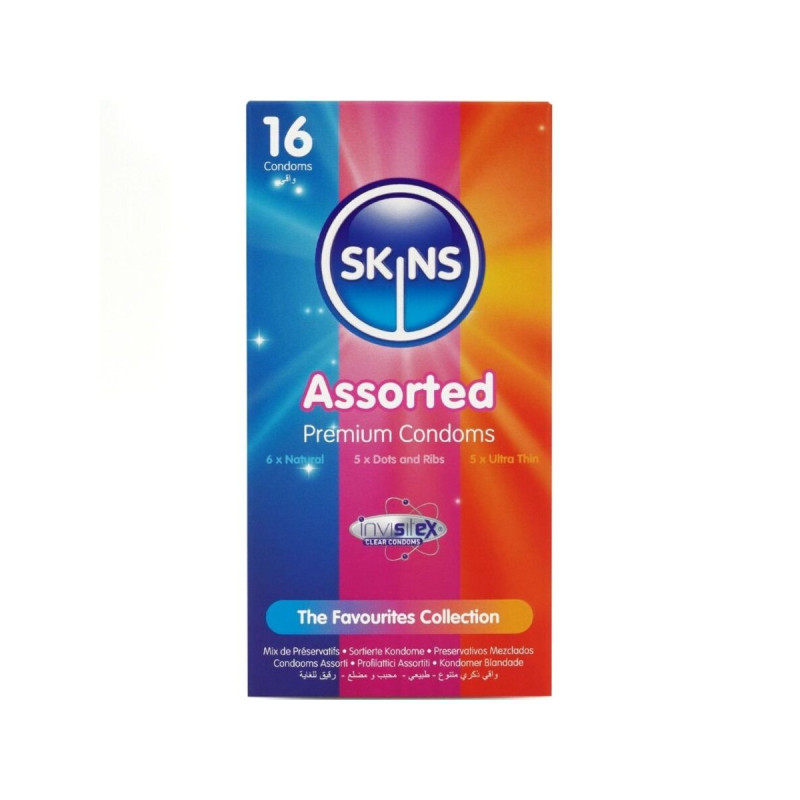 SKINS - PACK DE 16 PRÉSERVATIFS PREMIUM ASSORTIS - Toutes les tailles…