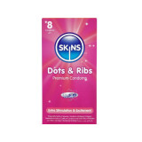 SKINS - PACK DE 8 PRÉSERVATIFS PREMIUM DOTS & RIBS - Points et verget…