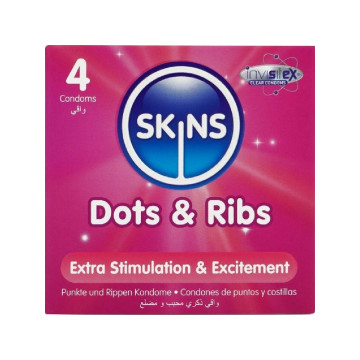 SKINS - DOTS & RIBS PREMIUM-KONDOME 4ER-PACK - Punkte und Dehnungsstr…