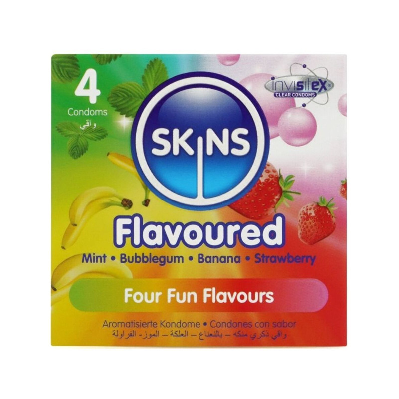 SKINS - PACK DE 4 PRÉSERVATIFS PREMIUM MULTI-SAVEURS | Vybes.it