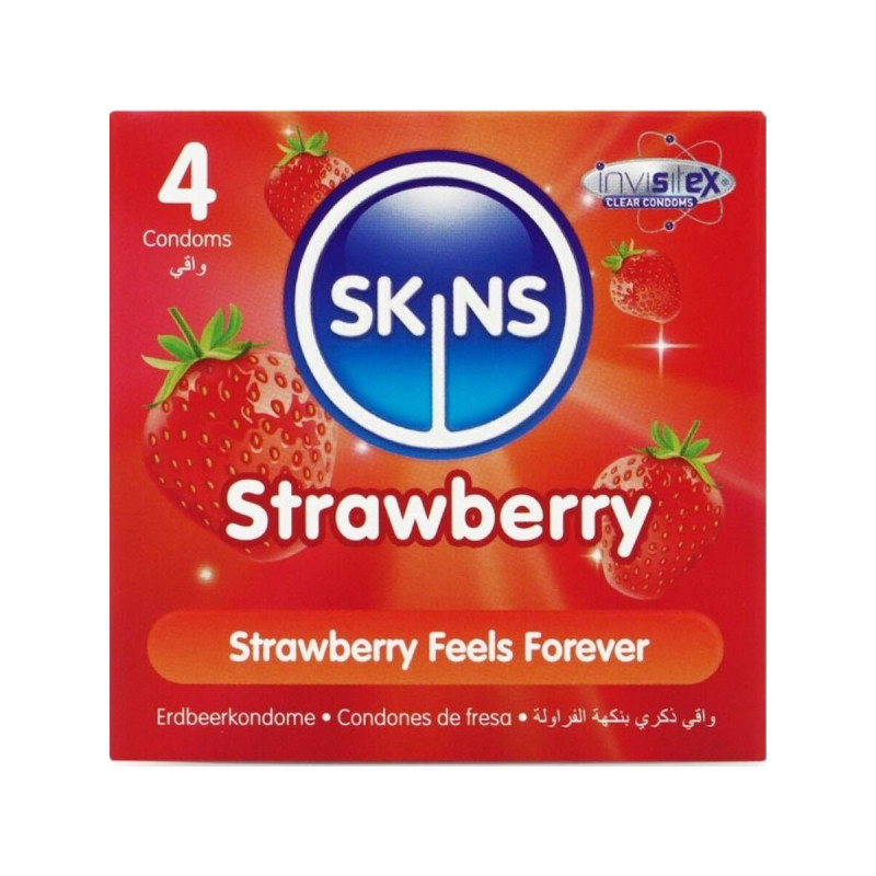 SKINS - PACK DE 4 PRÉSERVATIFS PREMIUM FRAISE - Saveurs
