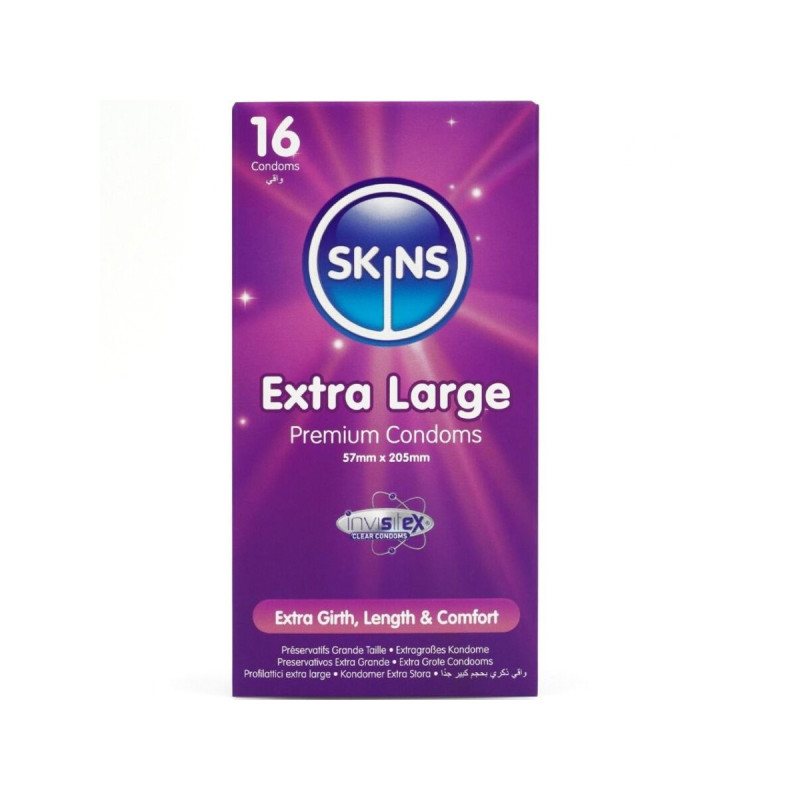 SKINS - PACK DE 16 PRÉSERVATIFS EXTRA LARGES PREMIUM - Taille XL (gra…