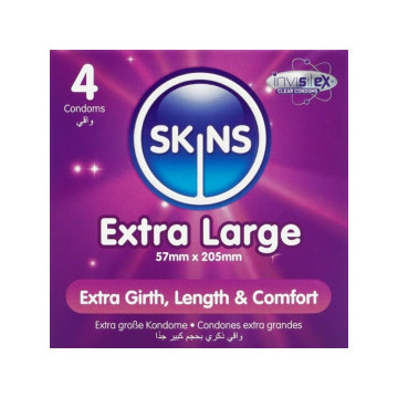 SKINS - PACK DE 4 PRÉSERVATIFS EXTRA LARGES PREMIUM - Taille XL (gran…