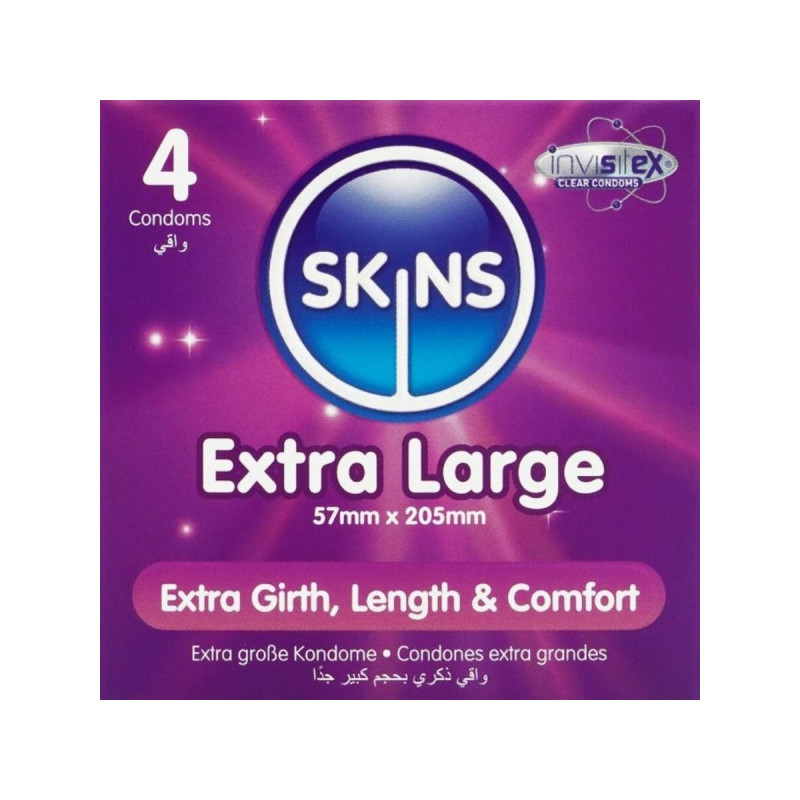 SKINS - EXTRA GROSSE PREMIUM-KONDOME PACKUNG 4 - Größe XL (Groß)