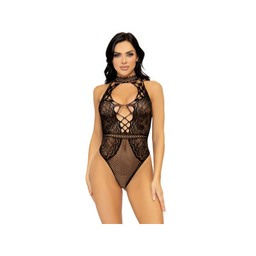 LEG AVENUE - BODY CON APERTURA A CHIAVE IN RETE E PIZZO TAGLIA UNICA…