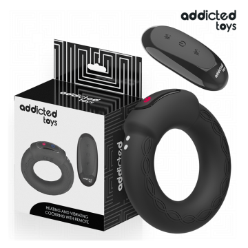 ADDICTED TOYS - ANNEAU PÉNITENTIAIRE VIBRANT À EFFET CHAUFFANT AVEC TÉLÉCOMMANDE
