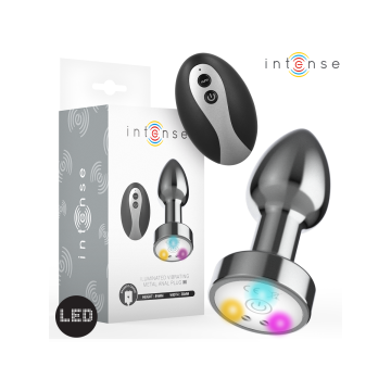 Intense - Plug Anal Talla M De Metal Vibrador Con Luces Led