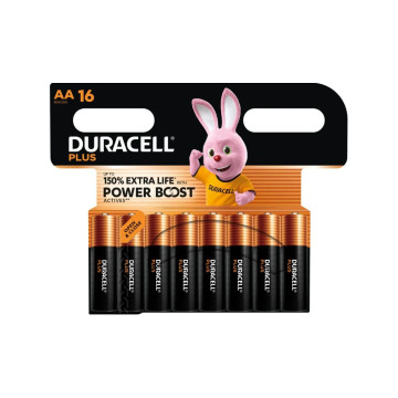 DURACELL - PLUS POWER BOOST AA ALKALINE BATTERY LR6 BLISTER x 16 - Al…