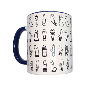 DIABLO PICANTE - WHITE VIBRATORS MUG WITH BLUE HANDLE 370 ML - Access…