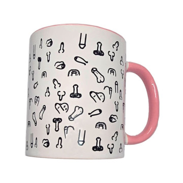 DIABLO PICANTE - WHITE PENIS MUG WITH PINK HANDLE 370 M - Accessories