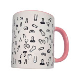 DIABLO PICANTE - WHITE PENIS MUG WITH PINK HANDLE 370 M - Accessories
