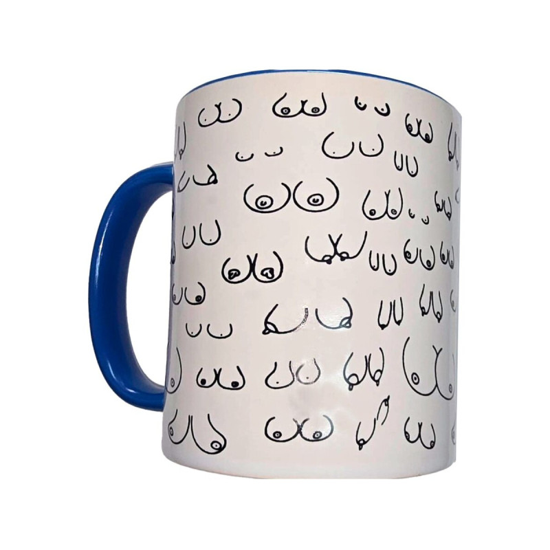 DIABLO PICANTE - WHITE BOOBS MUG WITH BLUE HANDLE 370 ML - Accessories
