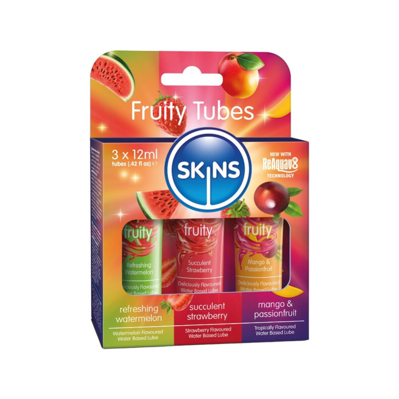 KIT DE LUBRIFIANTS FRUITÉS SKINS - PASTÈQUE, FRAISE ET MANGUE 3 x 12…