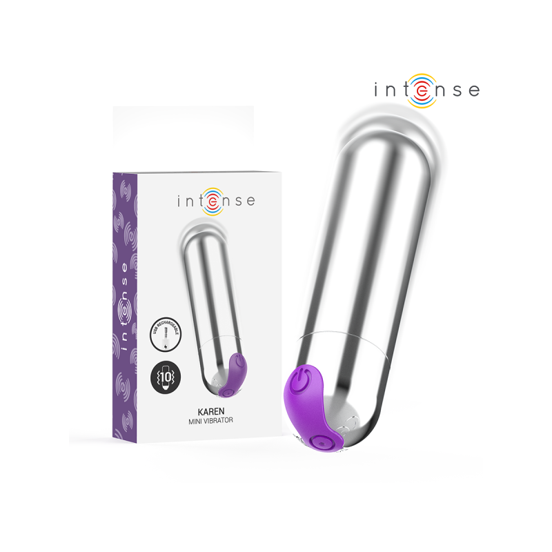INTENSE - KAREN MINI RECHARGEABLE VIBRATING BULLET SILVER - INTENSE F…