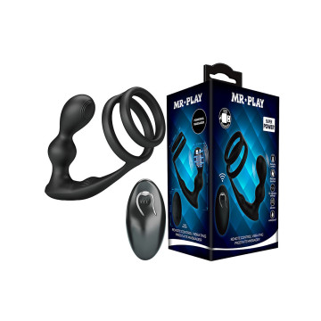 Mr Play - Anillo Para Pene Con Plug Anal Con Vibración Control