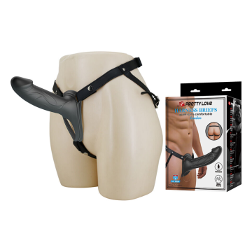 PRETTY LOVE - LONDON HARNIS UNIVERSEL AVEC GODEMICHET EN SILICONE NOIR 16,8 CM