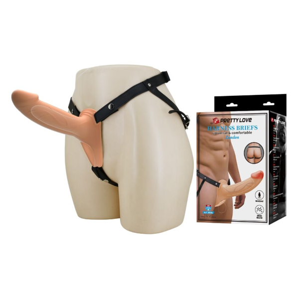 PRETTY LOVE - SLIP CON IMBRACATURA LANDON IMBRACATURA UNIVERSALE CON DILDO CAVO IN SILICONE DA 16,8 CM COLOR CARNE