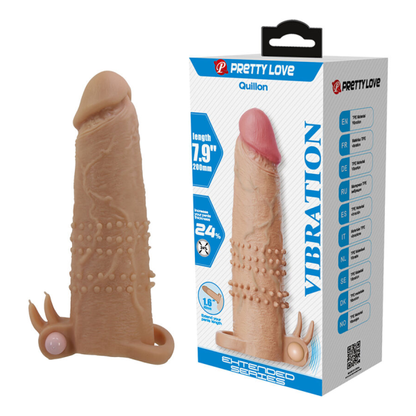 PRETTY LOVE - QUILLON FUNDA PARA PENE CON ESTIMULADOR DE CLÍTORIS Y VIBRACIÓN