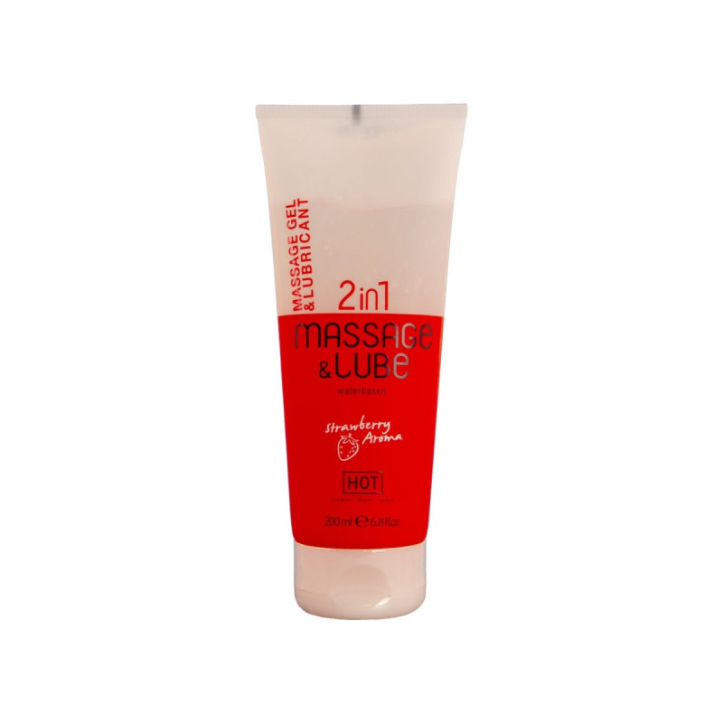 Hot - Massage & Glide Gel 2 En 1 Fresa 200 Ml | Vybes.it