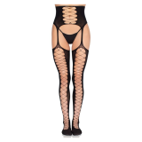 LEG AVENUE - 1968 BAS AVEC PORTE-JARRETELLES INTÉGRÉ NOIR - TAILLE UNIQUE