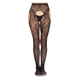 LEG AVENUE - COLLANT CON REGGICALZE BLOOM NET 1967 NERO - TAGLIA UNICA